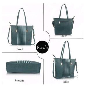 EVEDA SYNTHETIC LEATHER HANDLE HANDBAG (MINERAL GREEN COMBO) Bags Women Handbags