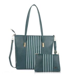 EVEDA SYNTHETIC LEATHER HANDLE HANDBAG (MINERAL GREEN COMBO) Bags Women Handbags